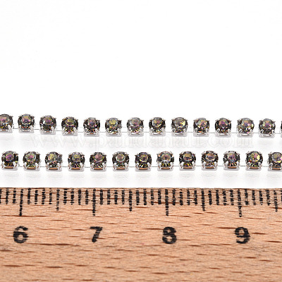 鉄ラインストーンカップチェーン  スプールで  銀  アザミ  2~2.5x2~2.5x2~2.5mm  約30.00フィート（9.14m）/ロール&nbsp;CH-T006-01A-02-1