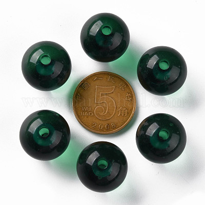 透明なアクリルビーズ  ラウンド  グリーン  16x15mm  穴：2.8mm  約220個/500g&nbsp;MACR-S370-A16mm-735-1