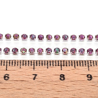 鉄ラインストーンカップチェーン  スプールで  銀  スミレ  2~2.5x2~2.5x2~2.5mm  約30.00フィート（9.14m）/ロール&nbsp;CH-T006-01A-03-1