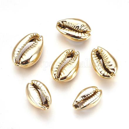 電気めっきされたシェルビーズ  カウリのシェル  ゴールドカラー  15~20x10~12x5~6mm  穴：12~14x2~3mm&nbsp;BSHE-O017-13G-1