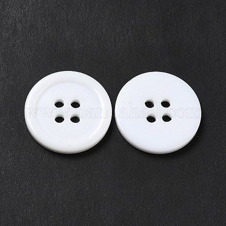 樹脂ボタン  染め  フラットラウンド  ホワイト  20x3mm  穴：2mm  195個/袋&nbsp;RESI-D030-20mm-01-1