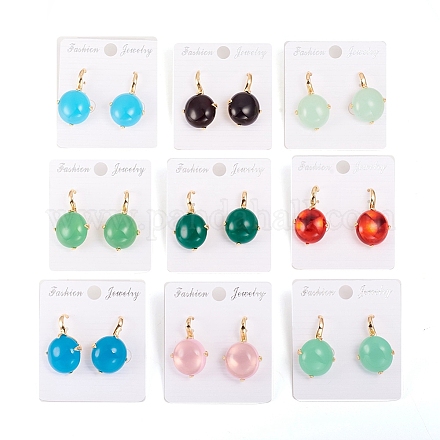 Glass Dangle Earrings EJEW-L228-18-1