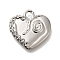 Alloy Pendants, Silver Charms, Heart, 17x17.5x2.4mm, Hole: 2.5mm