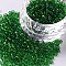 Glass Seed Beads, Transparent, Round, Round Hole, Green, 8/0, 3mm, Hole: 1mm, about 1111pcs/50g, 50g/bag, 18bags/2pounds