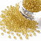 Glass Seed Beads, Transparent, Round, Round Hole, Goldenrod, 8/0, 3mm, Hole: 1mm, about 1111pcs/50g, 50g/bag, 18bags/2pounds