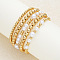 5Pcs CCB Round Beaded Stretch Bracelets, Golden, 190~205mm