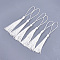 Polyester Tassel Big Pendant Decorations, White, 80~90x6~7mm