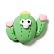 Spring Theme Opaque Resin Cabochons, Lime Green, Cactus, 18x21x5mm