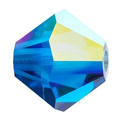 プレシオサ®クリスタルビーズ  チェコクリスタル  双円錐形(451 69 302 ロンデル)  60310 200 カプリブルー AB  4mm  穴：0.8mm