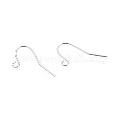 Tarnish Resistant 304 Stainless Steel Earring Hooks, with Horizontal Loop, Stainless Steel Color, 17x19mm, Hole: 2mm, 21 Gauge, Pin: 0.7mm