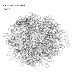 304ステンレススチールオープン丸カン100個  ラウンド  ステンレス鋼色  24ゲージ  3x0.5mm  内径：1.8mm