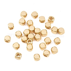 304ステンレススチールスペーサービーズ  キューブ  ゴールドカラー  4x4x4mm  穴：2mm
