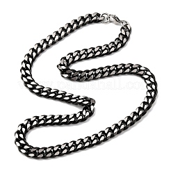 10mm 304ステンレススチール製キューバンリンクチェーンネックレス  ブラック  24.02インチ（61cm）&nbsp;NJEW-C099-04A-02