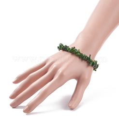 ナチュラルディオプサイドチップビーズストレッチブレスレット  女性のためのアクセサリー用原石のアクセサリー  内径：2-1/8インチ（5.5cm）&nbsp;BJEW-JB08081