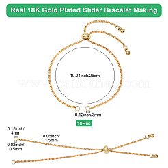 10Pcs Brass Curb Chain Slider Bracelet Makings&nbsp;AJEW-BBC0002-53G