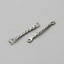 真鍮製コネクタチャーム  テクスチャ  スティックリンク  プラチナ  20x2x1.2mm  穴：1mm&nbsp;KK-TAC0017-03C-P