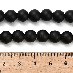 天然ブラックオニキス(染色&加熱)ビーズ連売り  艶消し  ラウンド  グレードA  8~8.5mm  穴：1.5mm  約49個/連  15.12''（38.4センチメートル）&nbsp;X-G-Z024-01B-01