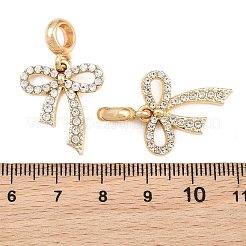 合金クリスタルラインストーンヨーロピアンダングルチャーム  蝶結びの大きな穴のペンダント  ラックめっき  長持ちメッキ  ゴールドカラー  32.5mm  穴：4.5mm&nbsp;AL-CBAC2D3-09G