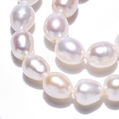天然養殖淡水パールビーズ連売り  ライス  貝殻色  6.4~7x5~5.5mm  穴：0.7~0.8mm  約55~56個/連  13.98インチ（35.5cm）&nbsp;LS-PEAR-N012-05O