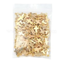 100個の合金ペンダント  鉄パーツ  クロスチャーム  ゴールドカラー  19mm  穴：2mm&nbsp;PALLOY-FS00083