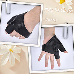 PUレザーの片指手袋  女性用指なし手袋  ブラック  125x95x1.5~3mm&nbsp;AJEW-WH20195-25