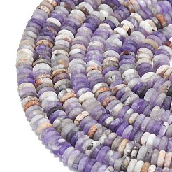 つや消し天然アメジスト ビーズ 連売り  ロンデル  6x2mm  穴：1mm  約150~160個/連  14.57~14.96''（37~38センチメートル）&nbsp;G-K389-C25-01