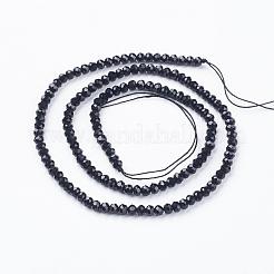 クリスタルガラスビーズ連売り  多面カット  ロンデル  ブラック  3.5x2.5mm  穴：0.5mm  約140個/連  13.77~14.17インチ（35~36cm）&nbsp;GLAA-D032-3.5x2.5-14