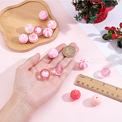 DIYラウンドビーズファインディングキット  アクリルビーズ入り  樹脂ビーズ  ピンク  19~20x18~20mm  穴：2~3mm&nbsp;DIY-PA0001-36C