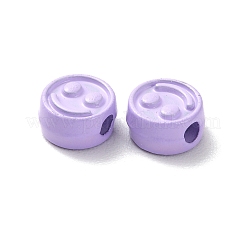 塗装合金ビーズをスプレー  笑顔とフラットラウンド  ライラック  7.5x4mm  穴：2mm&nbsp;PALLOY-M215-16J
