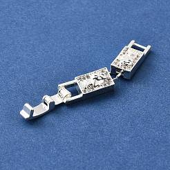 Brass Micro Pave Clear Cubic Zirconia Fold Over Clasps&nbsp;KK-R222-03S