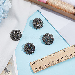 1穴合金ガラスシャンクボタン4個  花  ガンメタ色  25x14mm  穴：2.4mm&nbsp;FIND-DR0002-01B