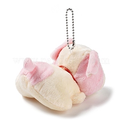 ベルベットの犬のキーホルダー  pp綿の詰め物と金属の留め金付き  パールピンク  11cm&nbsp;HJEW-PW0005-08A