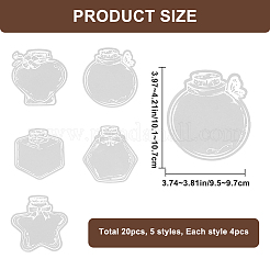 ペット用粘着ステッカー20枚 5スタイル  ボトル装飾プレゼント用  ホワイト  101~107x95~97x0.1mm  4個/スタイル&nbsp;STIC-WH20002-02A