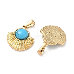 304 Stainless Steel with Synthetic Turquoise Pendants&nbsp;STAS-L309-21G-G