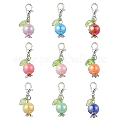ラウンドアクリルペンダント装飾  合金製カニカン付き  プラチナ  28.5mm&nbsp;HJEW-JM04279-02