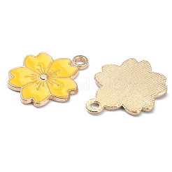 20本10色合金エナメルペンダント  さくらの花  ライトゴールド  ミックスカラー  20.5x17.5x1.5mm  穴：2mm  2個/カラー&nbsp;ENAM-YW0002-12