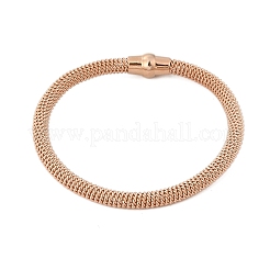 304ステンレススチールメッシュチェーンブレスレット女性男性用  イオンプレーティング（ip）  マグネットスナップ付き  ローズゴールド  7-3/4x1/4インチ（19.6x0.5cm）&nbsp;BJEW-Z087-19RG