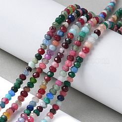 2連売り染め天然マレーシアジェイドロンデルビーズ連売り  多面カット  ミックスカラー  4x2~3mm  穴：1mm  約110~115個/連  14インチ&nbsp;G-PA0001-84