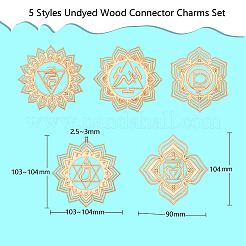 50Pcs 5 Styles Undyed Wood Connector Charms Set&nbsp;WOOD-CJ0001-74