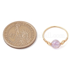 Round Natural Rose Quartz & Carnelian & Lapis Lazuli & Green Aventurine & Amethyst Finger Rings&nbsp;RJEW-JR00816