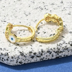 Brass Clear Cubic Zirconia Hoop Earrings&nbsp;EJEW-M047-06G