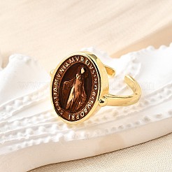 Brass Enamel Adjustable Cuff Rings&nbsp;RJEW-G349-01G