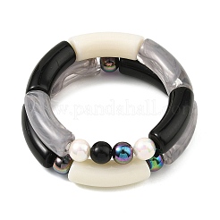 2Pcs 2 Styles Opaque Acrylic Tube Beaded Stretch Bracelet Sets&nbsp;BJEW-JB14453