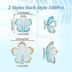 200種類のアクリルビーズキャップ2個  花  ミックスカラー  17.5~23.5x18~23.5x1.5~5mm  穴：1.5mm  100個/スタイル&nbsp;OACR-AR0001-38