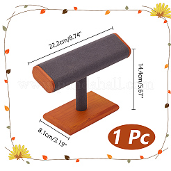 木製ブレスレットディスプレイスタンド  ベルベットで覆われた  長方形  グレー  22.2x8.1x14.4cm&nbsp;BDIS-WH0006-009B
