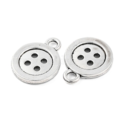 4穴ボタンチベットスタイル亜鉛合金チャーム  鉛フリー＆カドミウムフリー  アンティークシルバー  16x12.6x2mm  穴：2.5mm  約454個/500g&nbsp;TIBEP-R334-167AS-RS