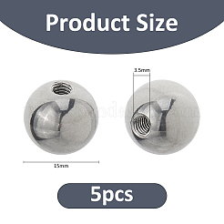 5Pcs 304 Stainless Steel European Beads&nbsp;STAS-FH0002-40B