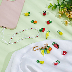 50Pcs 10 Styles Fruit Theme Glass Pendants&nbsp;GGLA-PH0001-70