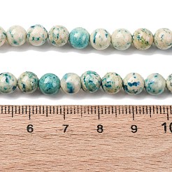 天然染色大理石ビーズ連売り  ラウンド  ダークターコイズ  6.5mm  穴：1mm  約64個/連  15.94''（40.5センチメートル）&nbsp;G-P593-6mm-04