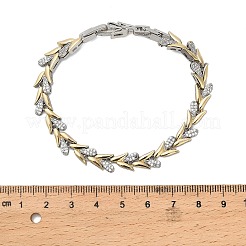 Brass Micro Pave Clear Cubic Zirconia Wheat Link Chain Bracelets for Women&nbsp;BJEW-B145-01
